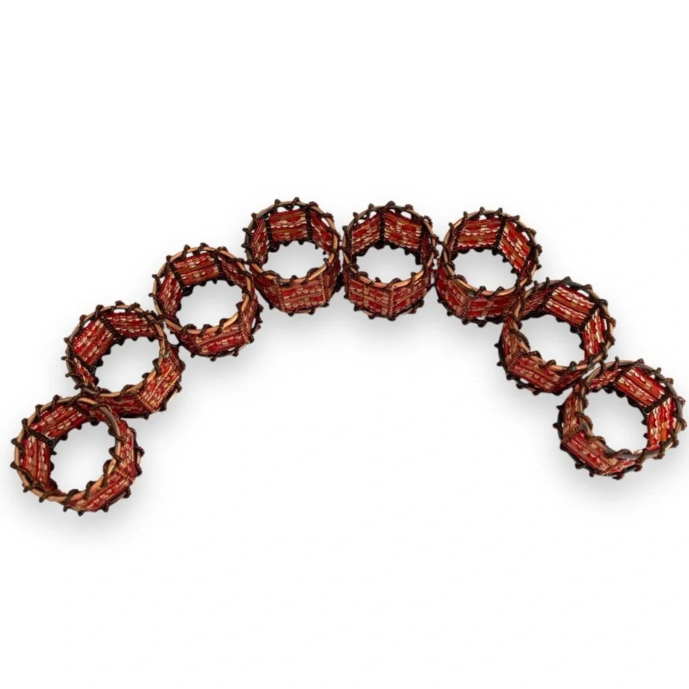 Vintage Pier 1 Moroccan Beaded Napkin Rings Set of 8